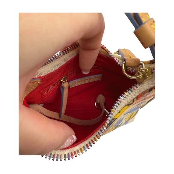 Dooney & Bourke Vintage Bee Print Mini Handbag Rainbow Zipper Pink Heart Charm - Picture 7 of 13